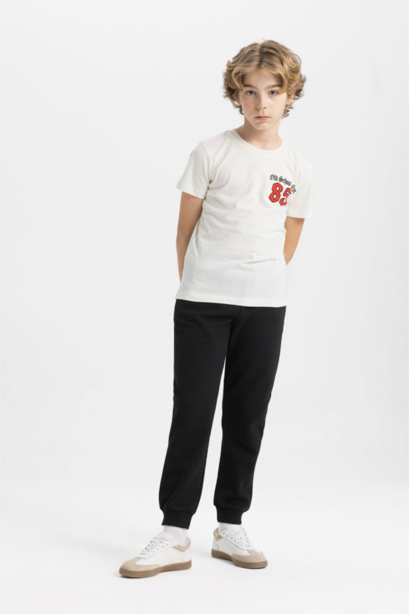 BOYS & TEENS Ecru Boy Crew Neck Printed Short Sleeve T-Shirt