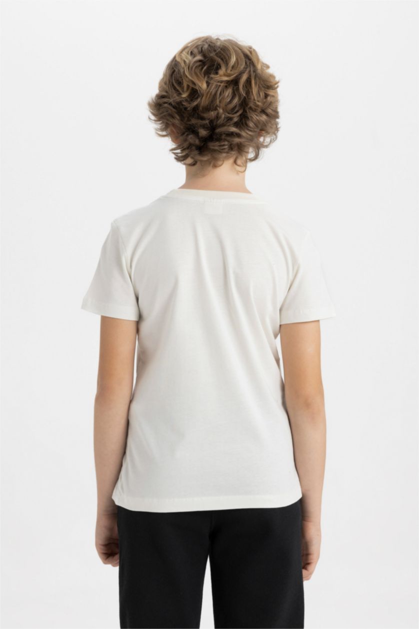 BOYS & TEENS Ecru Boy Crew Neck Printed Short Sleeve T-Shirt