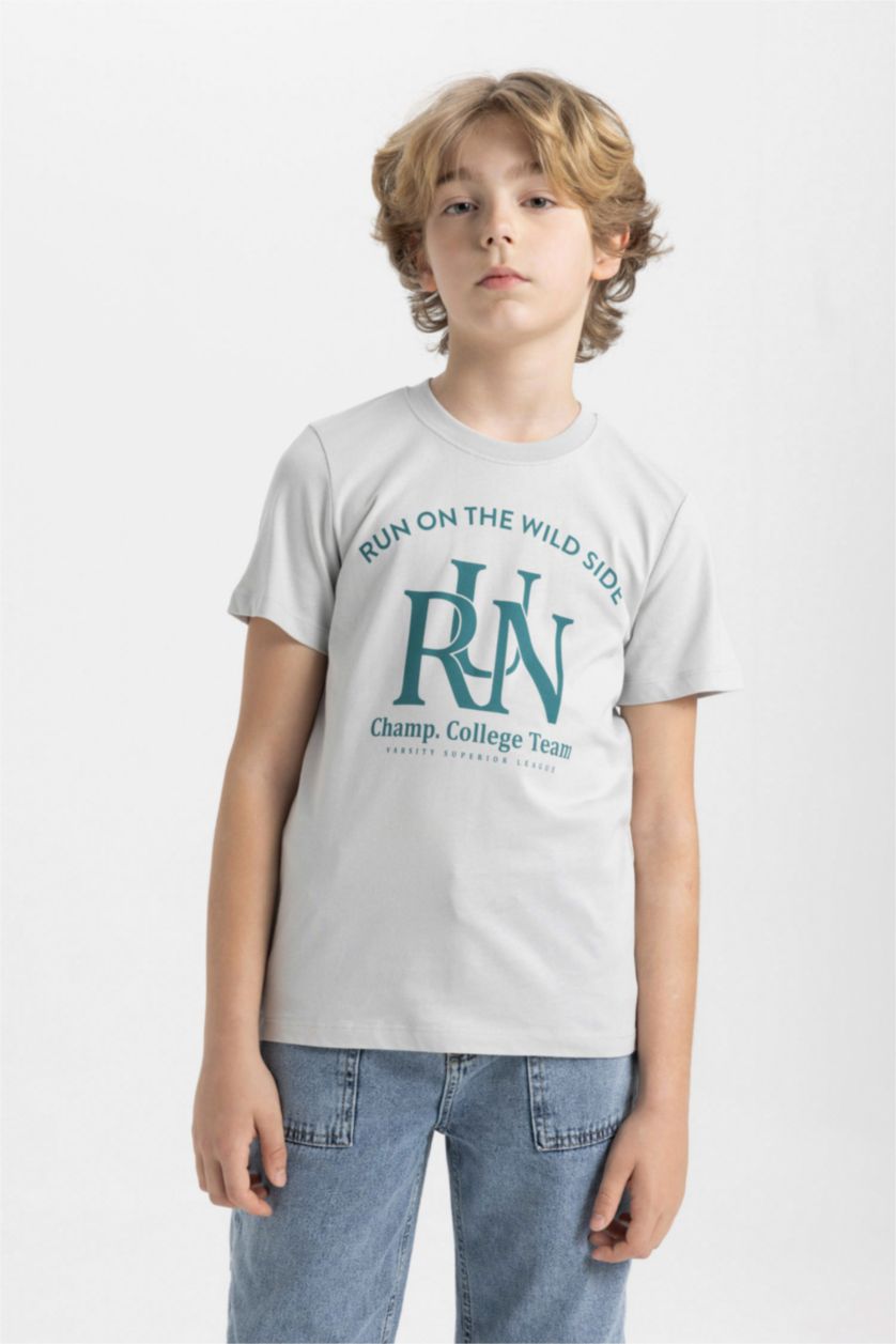 GARÇONS Gris Clair T-Shirt Imprimé à Manches Courtes Col Rond pour Garçon