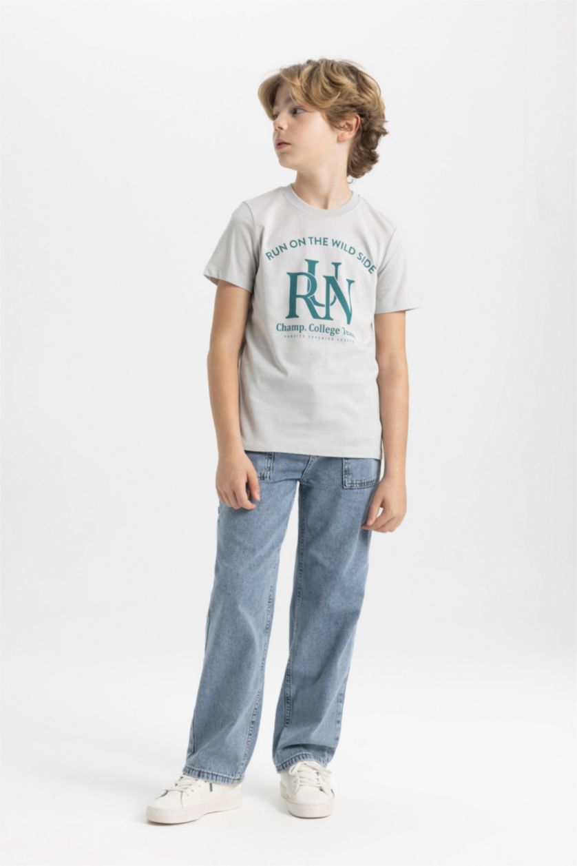 GARÇONS Gris Clair T-Shirt Imprimé à Manches Courtes Col Rond pour Garçon