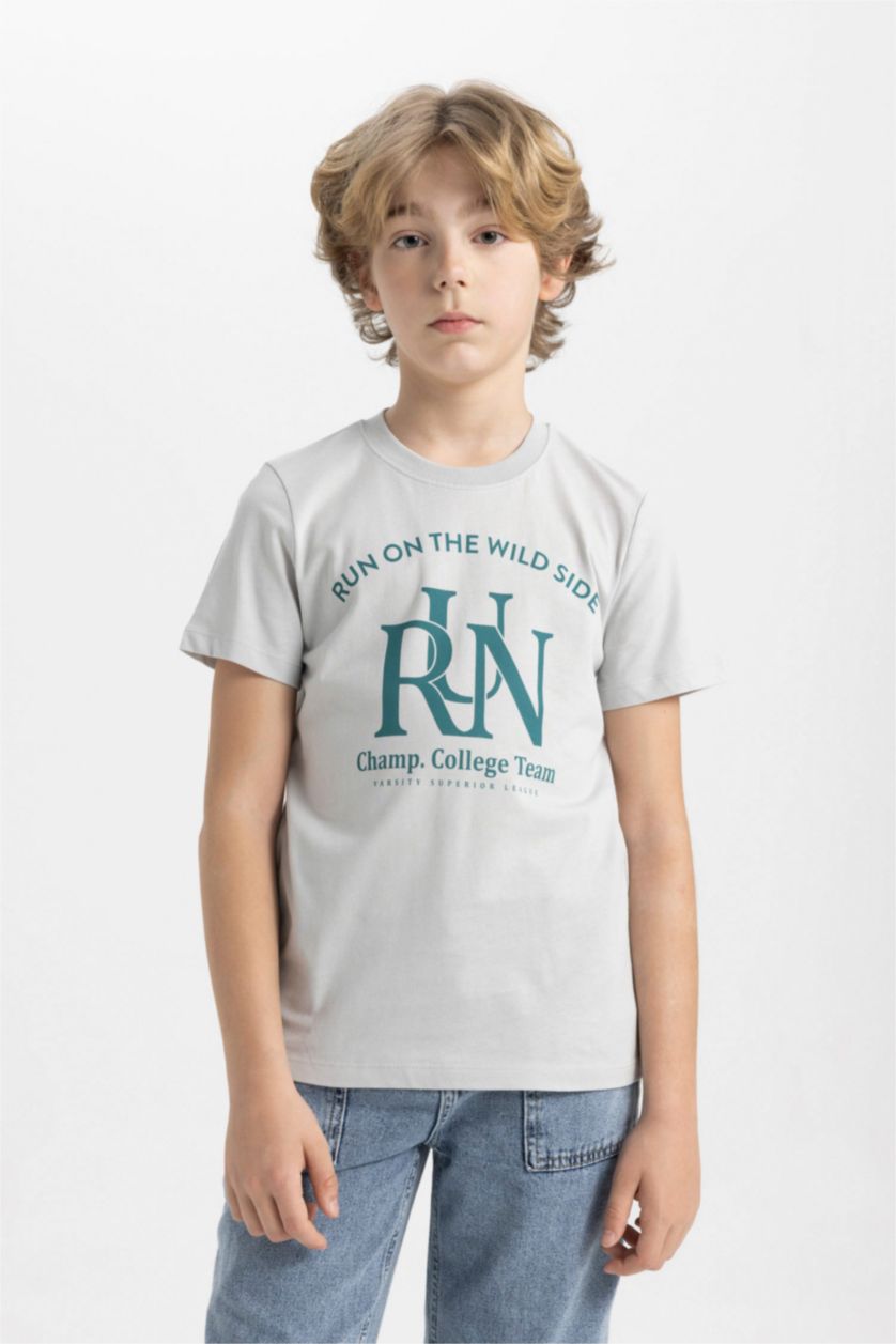 GARÇONS Gris Clair T-Shirt Imprimé à Manches Courtes Col Rond pour Garçon