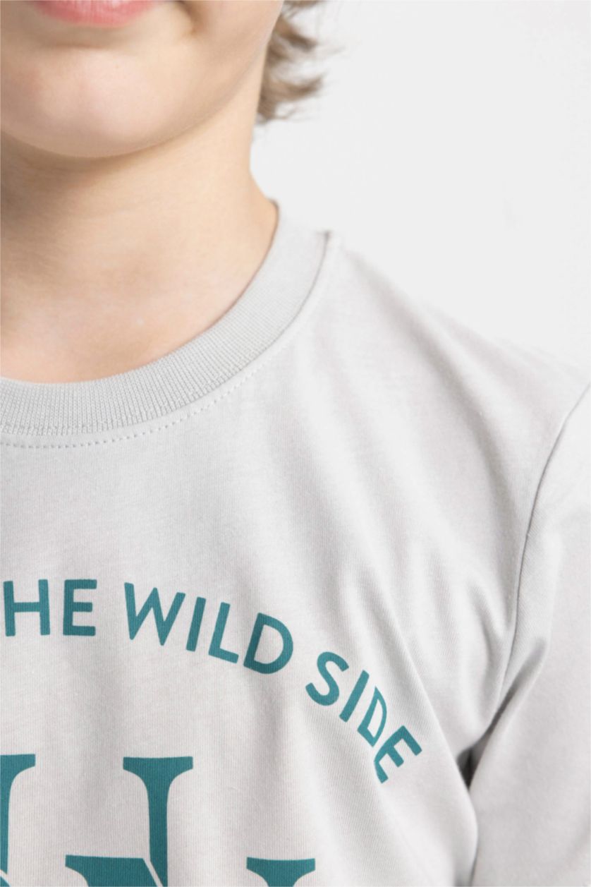 GARÇONS Gris Clair T-Shirt Imprimé à Manches Courtes Col Rond pour Garçon