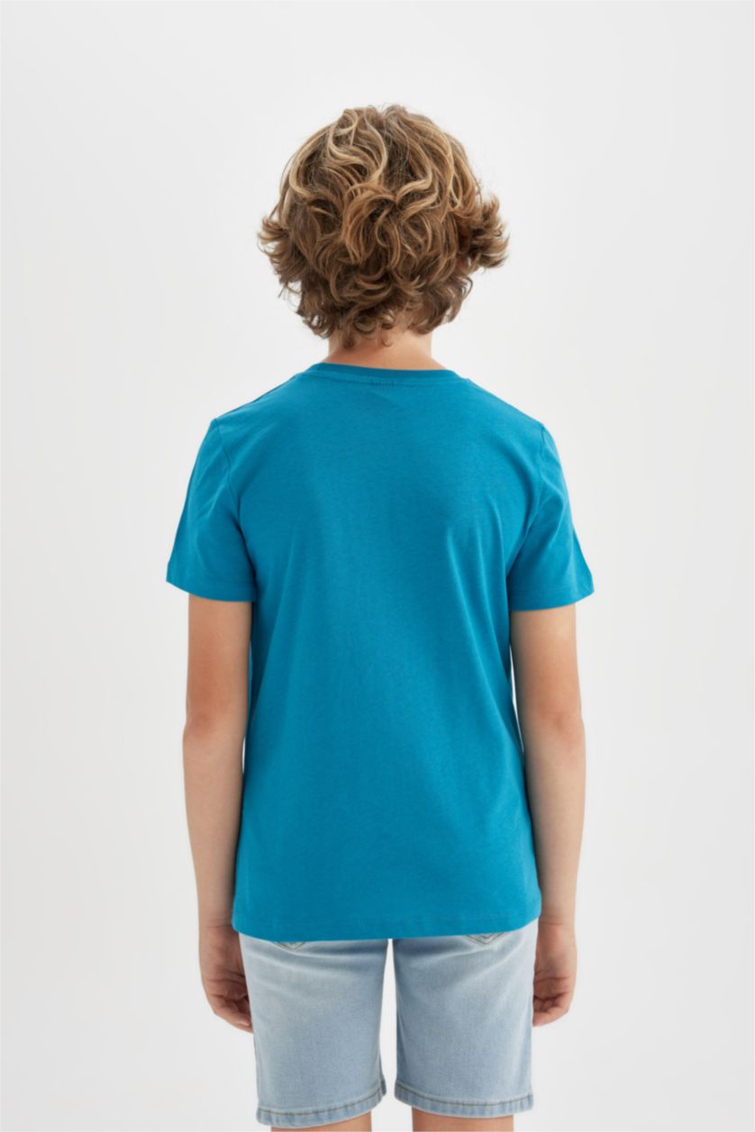 GARÇONS Turquoise T-Shirt Imprimé à Manches Courtes Col Rond pour Garçon