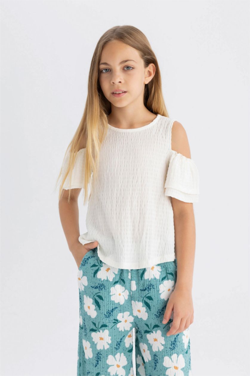 Девочки и подростки Бежевый Футболка стандартного кроя для девочек