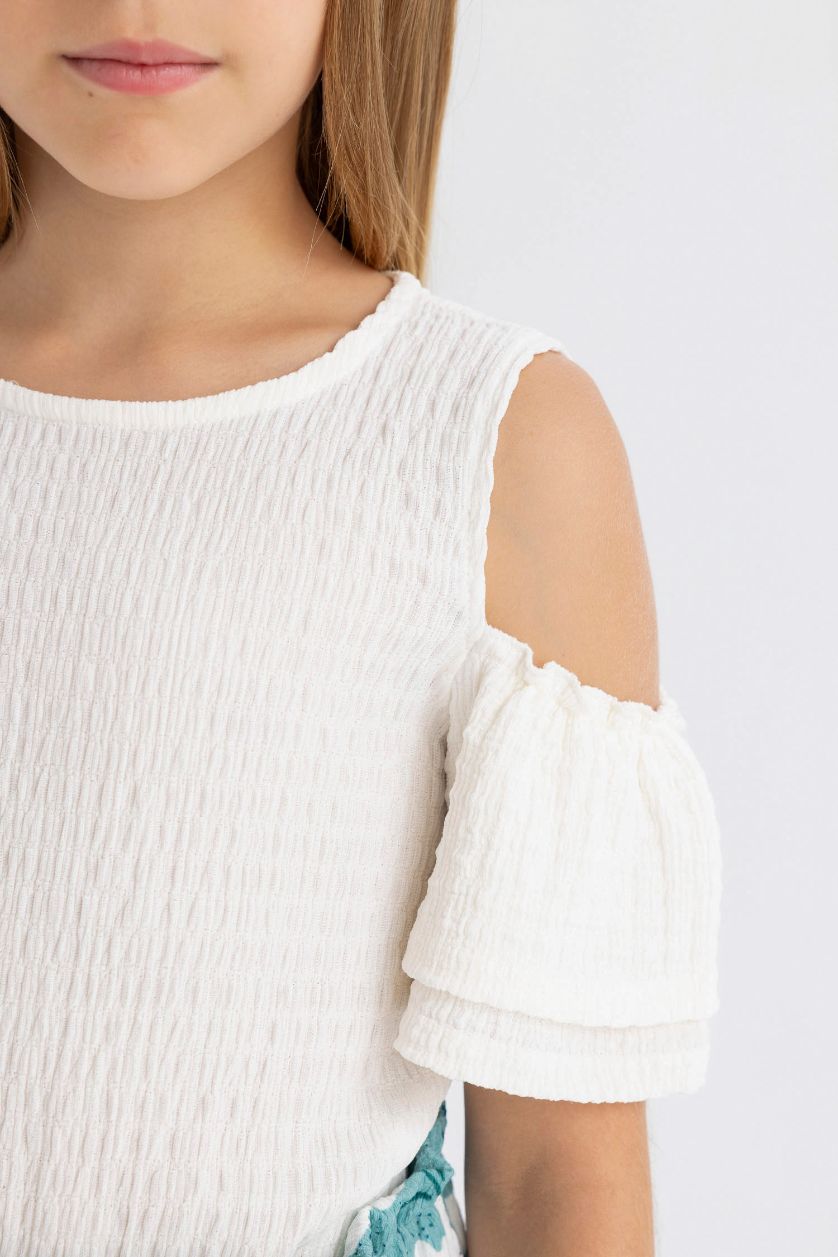 Девочки и подростки Бежевый Футболка стандартного кроя для девочек