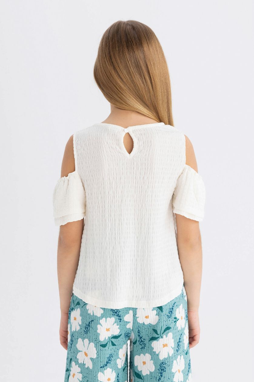 Девочки и подростки Бежевый Футболка стандартного кроя для девочек