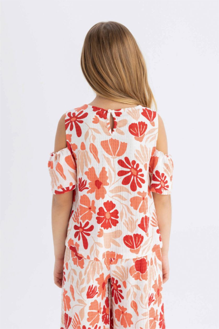 Girls & Teens Coral Girl Regular Fit Crew Neck Wrinkled T-Shirt