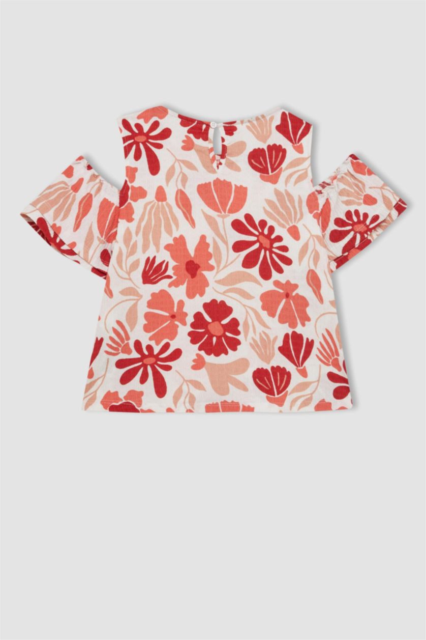 Girls & Teens Coral Girl Regular Fit Crew Neck Wrinkled T-Shirt