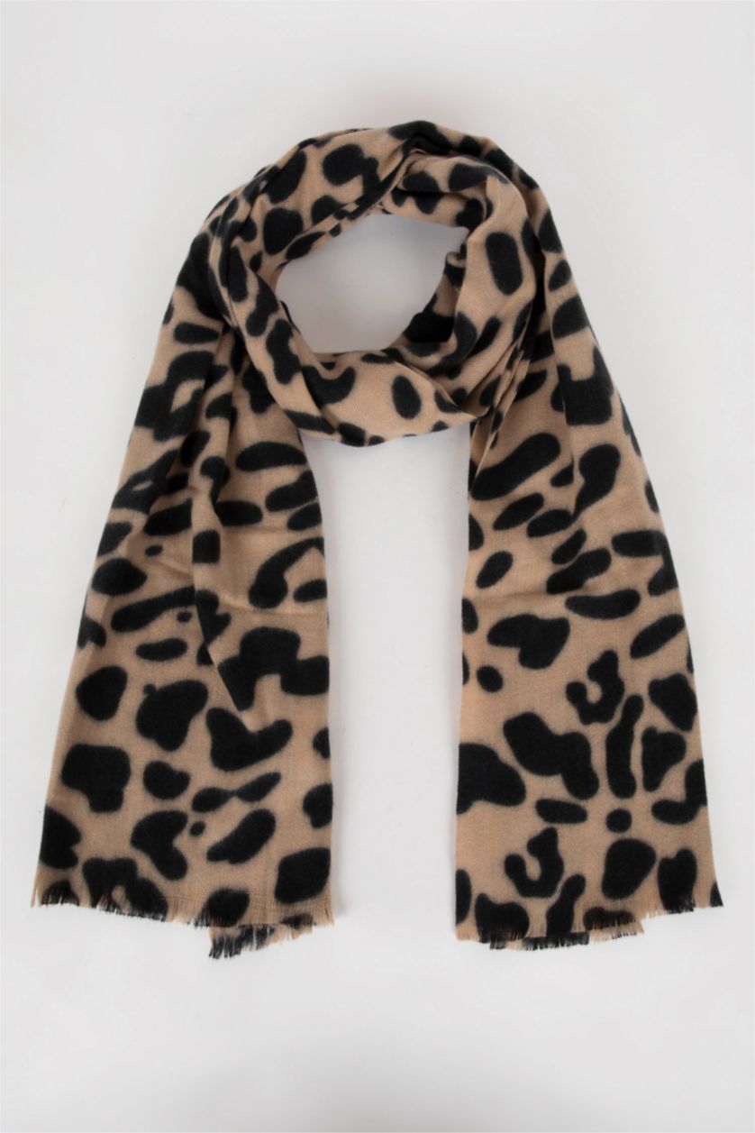 WOMAN Black Woman Leopard Patterned Scarf