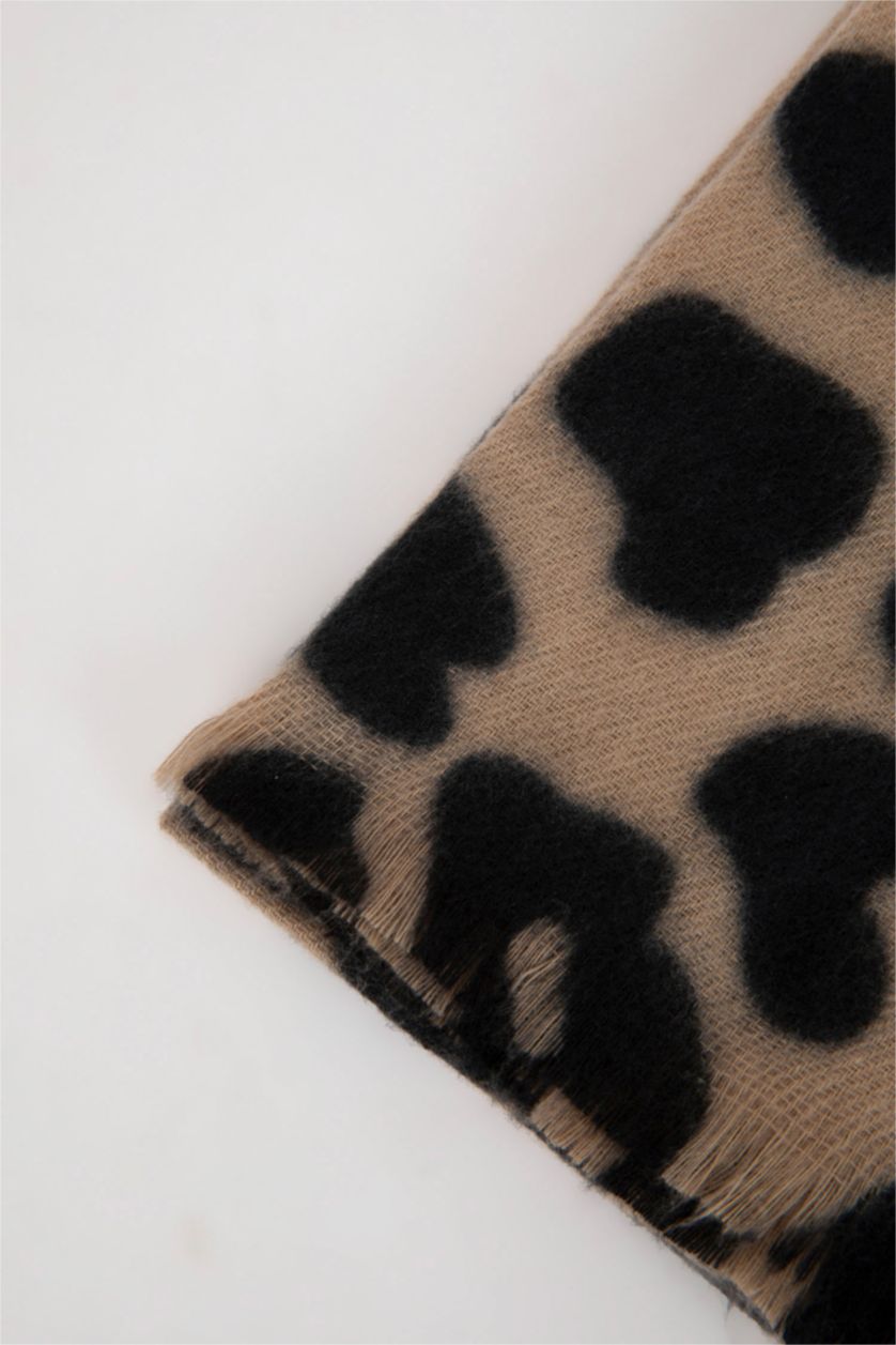 WOMAN Black Woman Leopard Patterned Scarf