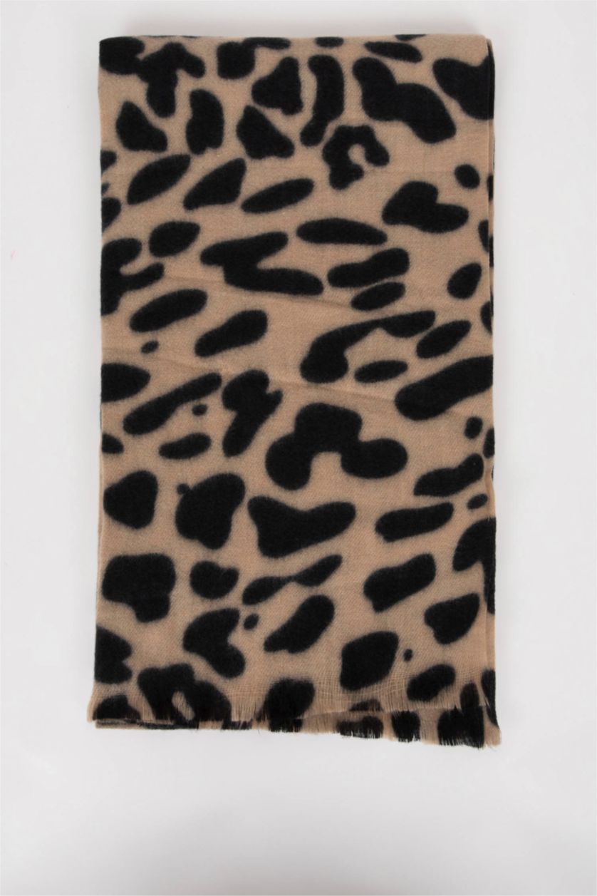 WOMAN Black Woman Leopard Patterned Scarf