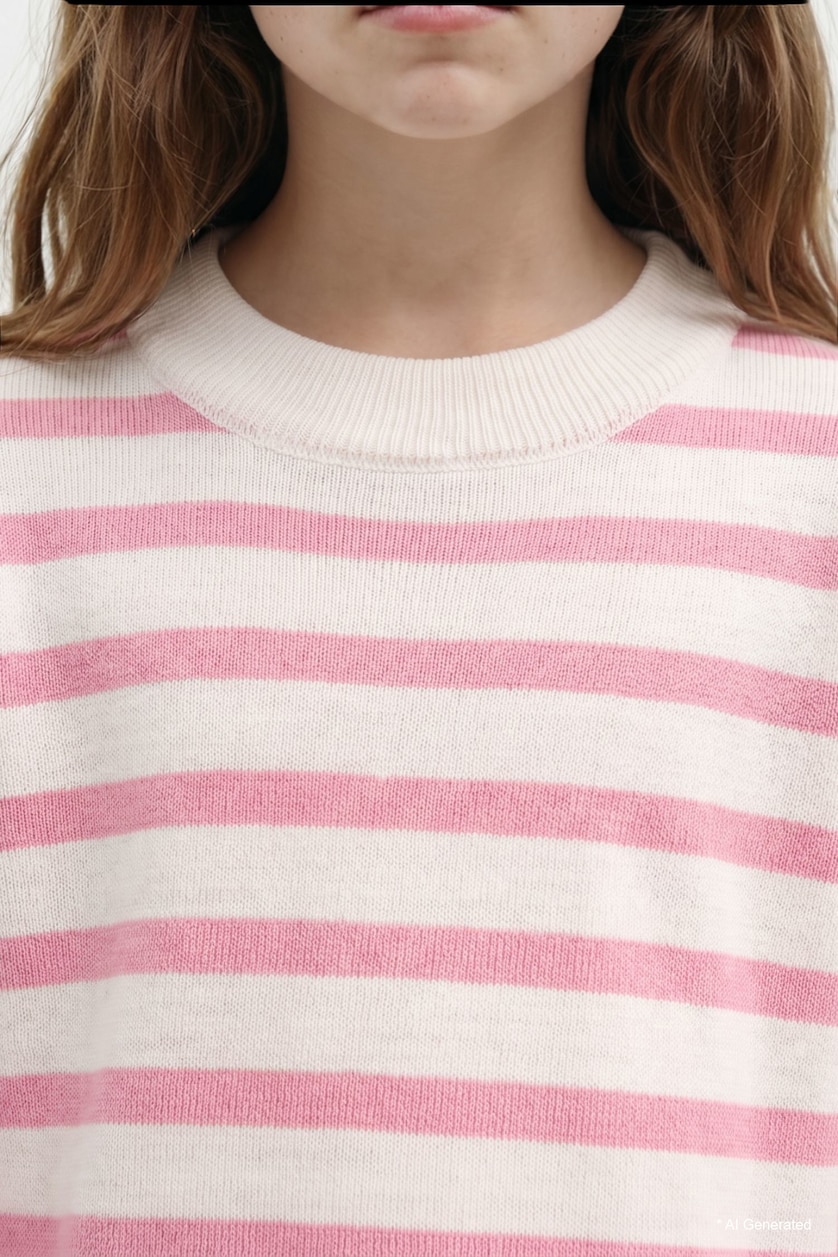 بنات زهري غامق Girl Standard Fit Crew Neck Sweater