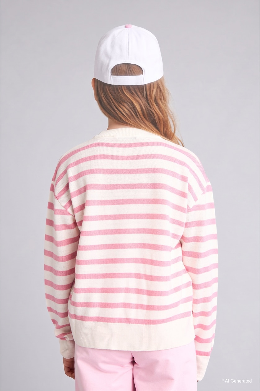 بنات زهري غامق Girl Standard Fit Crew Neck Sweater