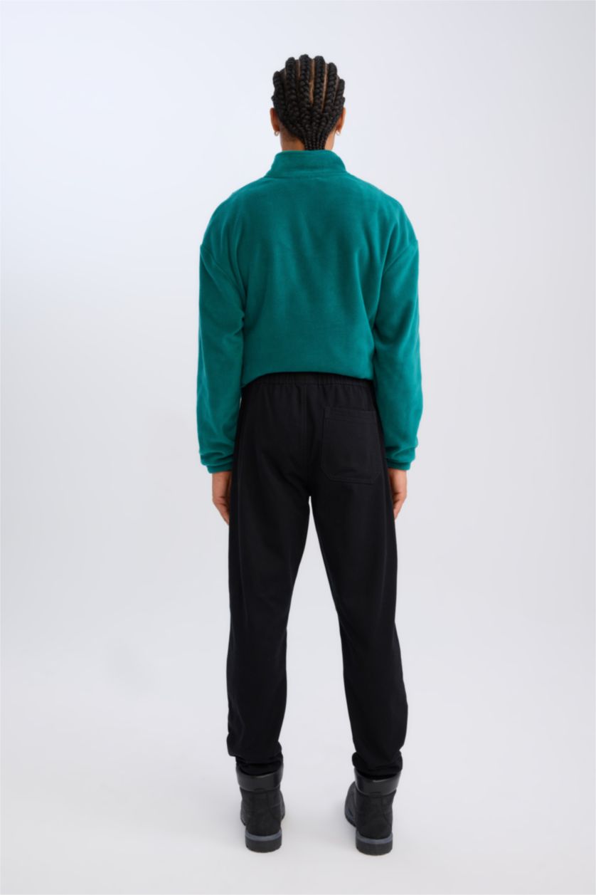 رجالي أسود بنطلون قطن جوجر قصة عادية