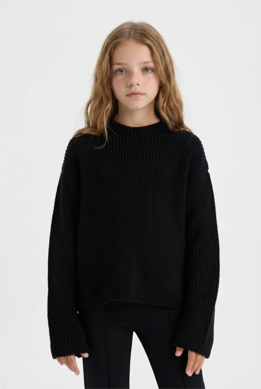 GIRLS & TEENS Black Girl Standard Fit Crew Neck Pullover
