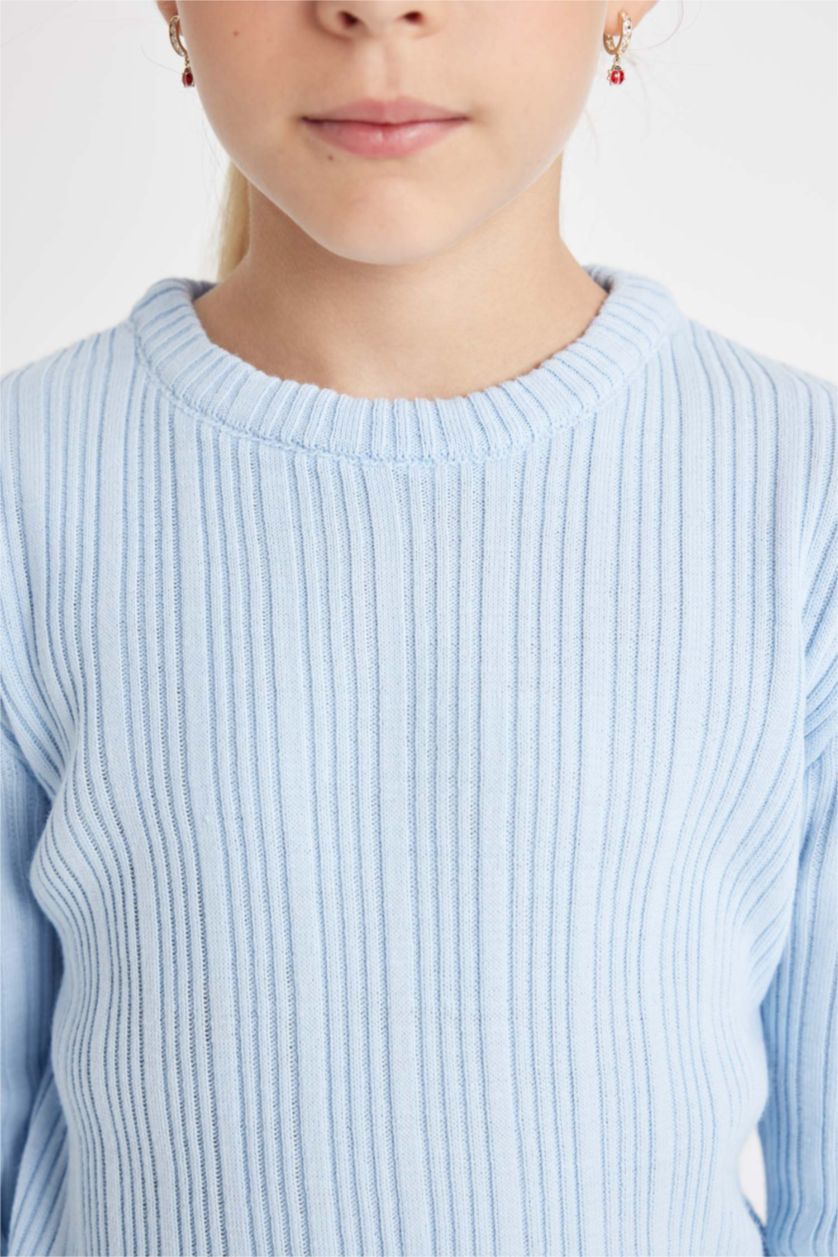 GIRLS & TEENS Blue Girl Blue Standard Fit Crew Neck Knitted Pullover