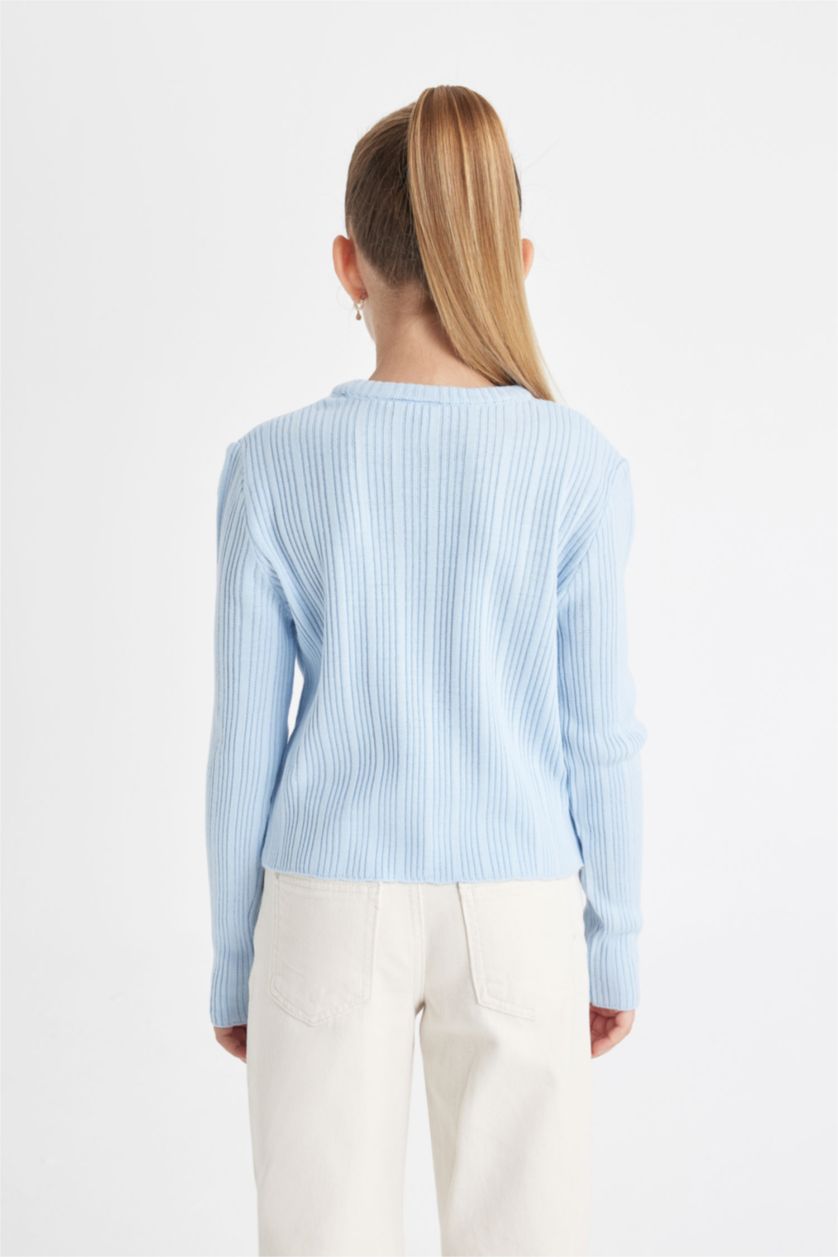 GIRLS & TEENS Blue Girl Blue Standard Fit Crew Neck Knitted Pullover