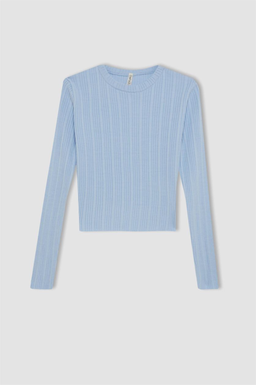 GIRLS & TEENS Blue Girl Blue Standard Fit Crew Neck Knitted Pullover