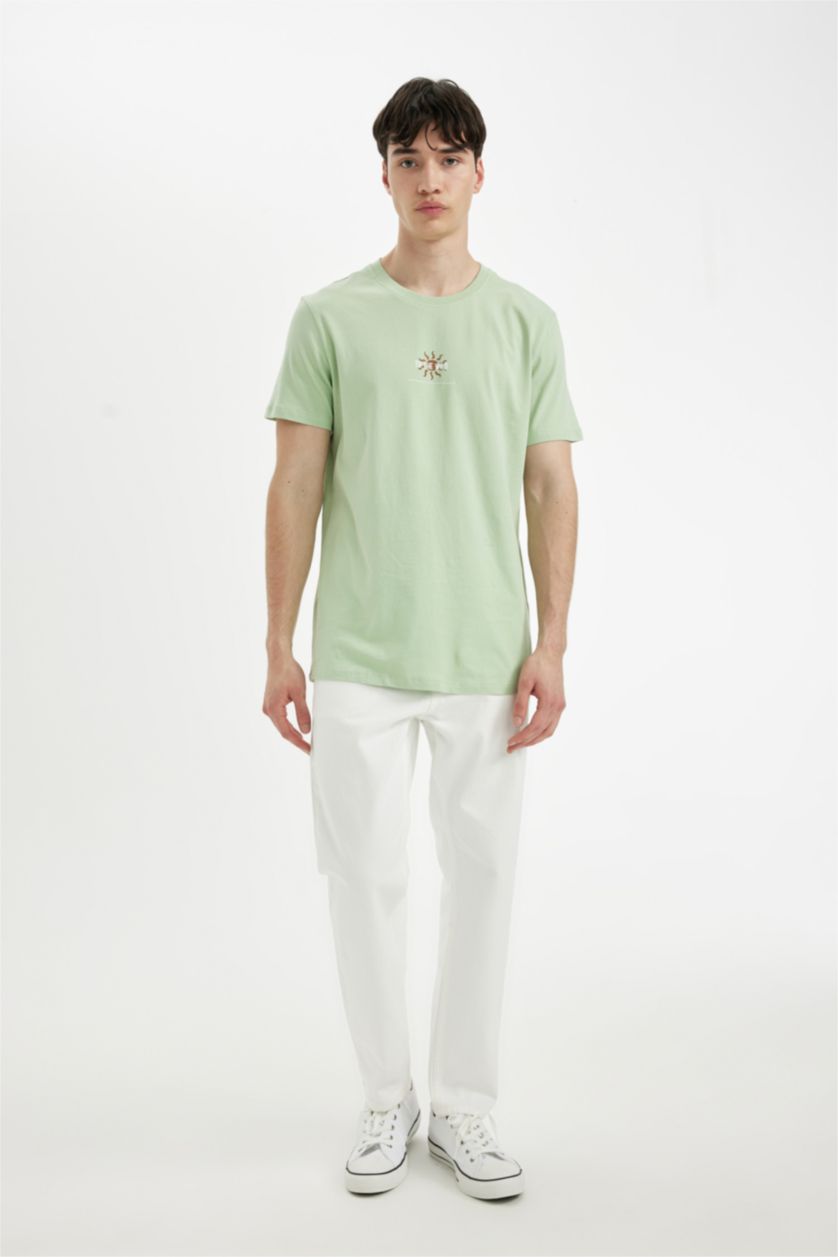 Erkek Mint Slım Fıt Kısa Kollu Tişört