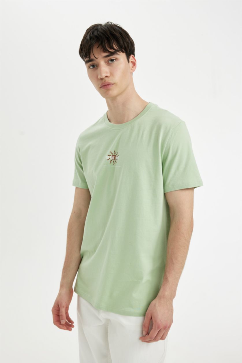 Erkek Mint Slım Fıt Kısa Kollu Tişört