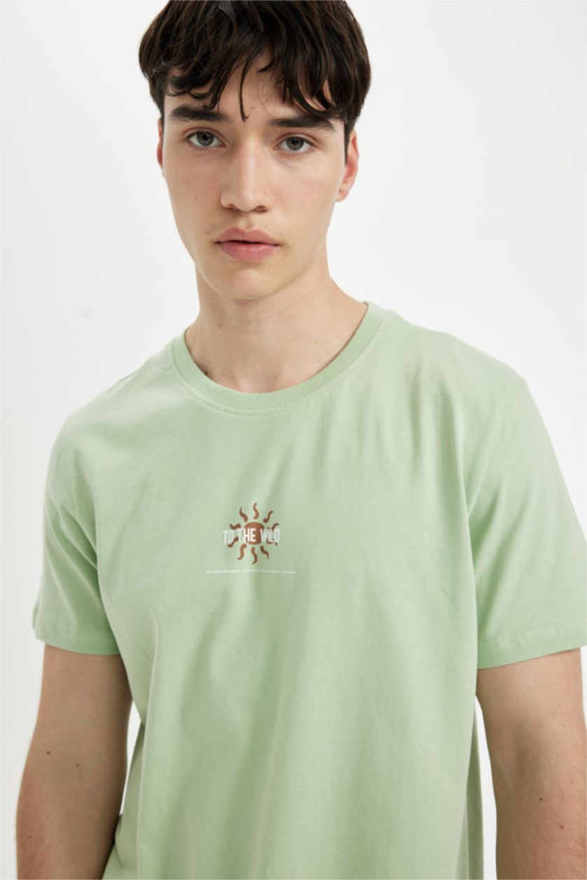 Erkek Mint Slım Fıt Kısa Kollu Tişört