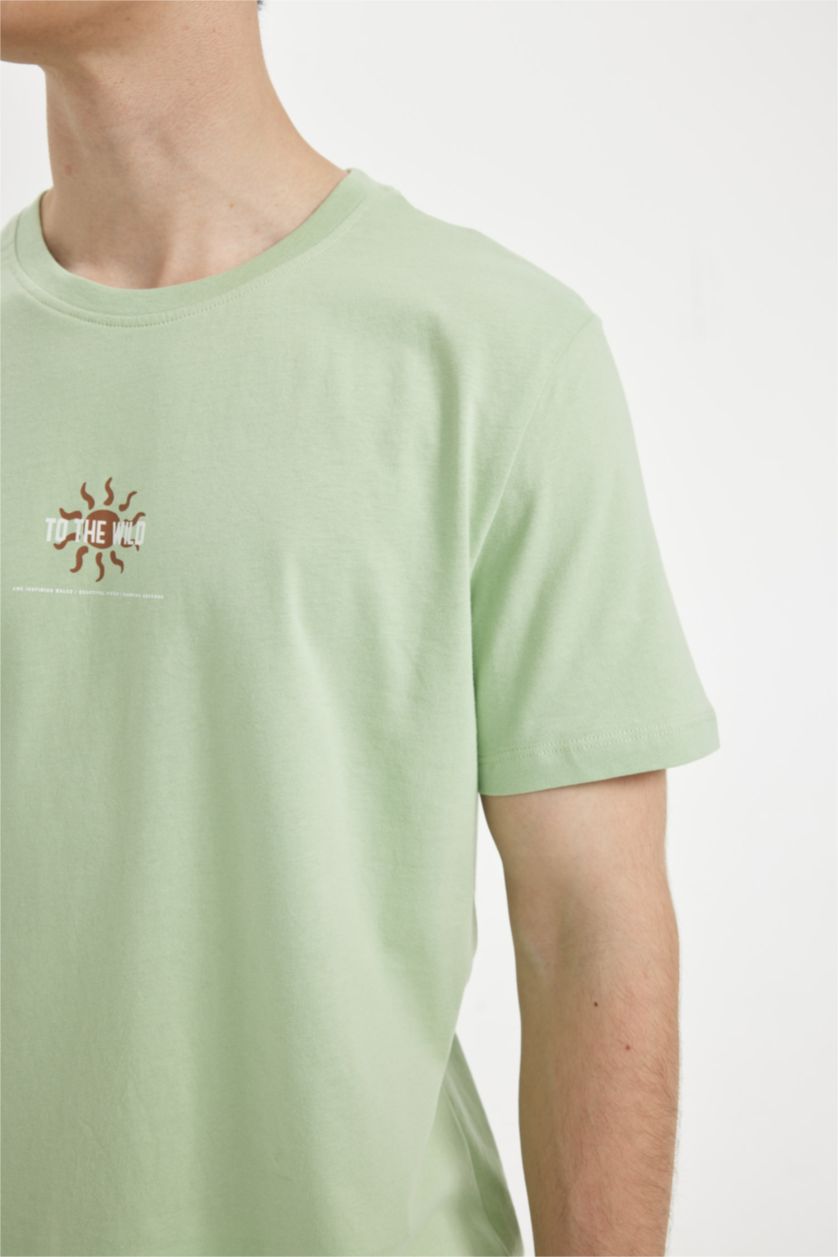 Erkek Mint Slım Fıt Kısa Kollu Tişört