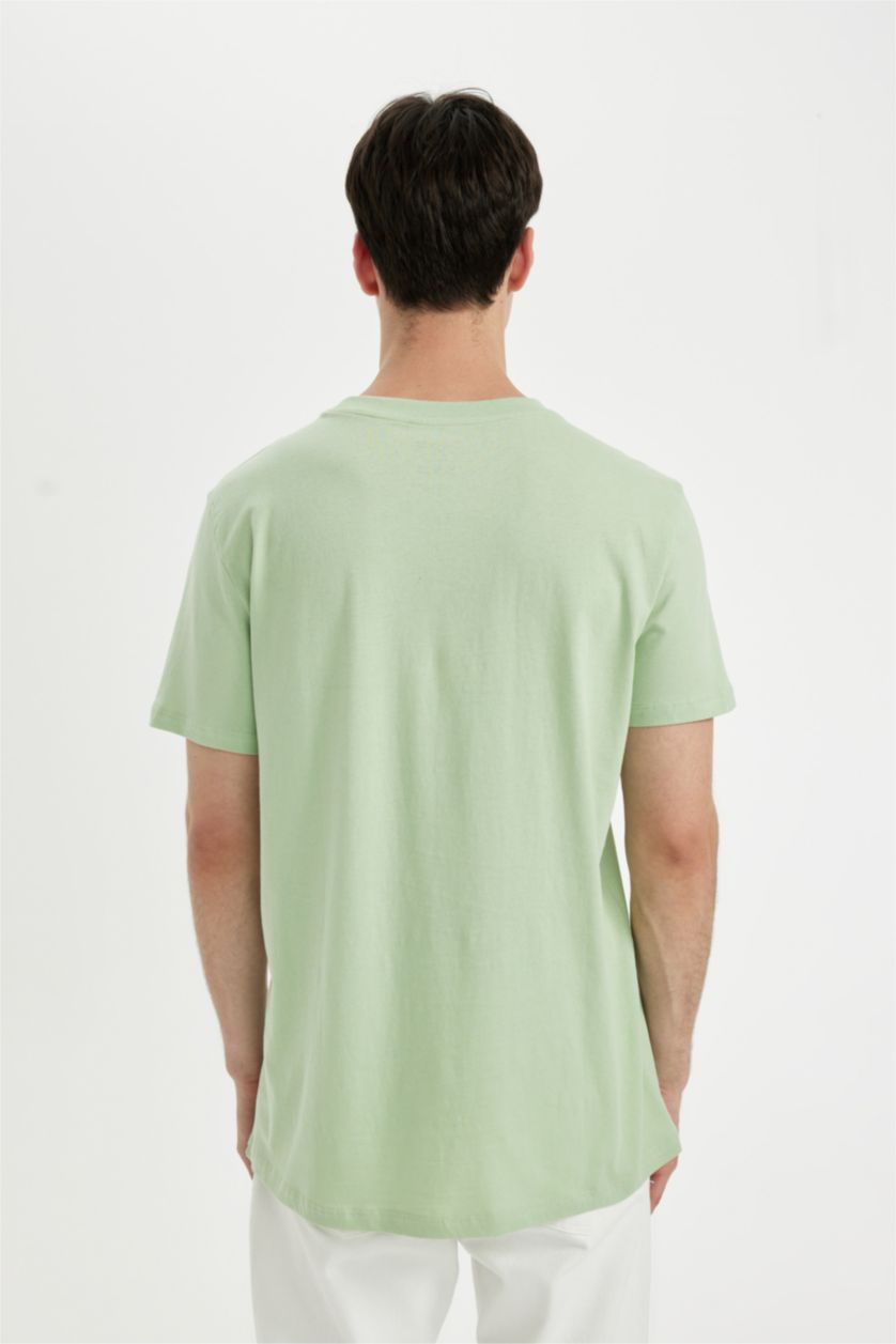 Erkek Mint Slım Fıt Kısa Kollu Tişört