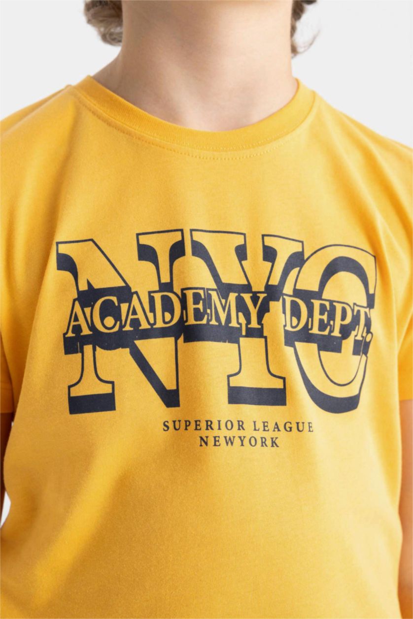 BOYS & TEENS Yellow Boy Crew Neck Printed Short Sleeve T-Shirt