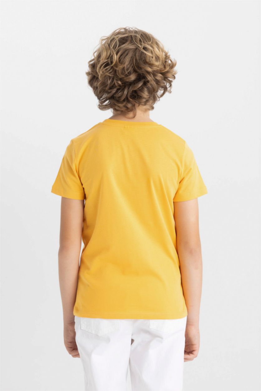 BOYS & TEENS Yellow Boy Crew Neck Printed Short Sleeve T-Shirt