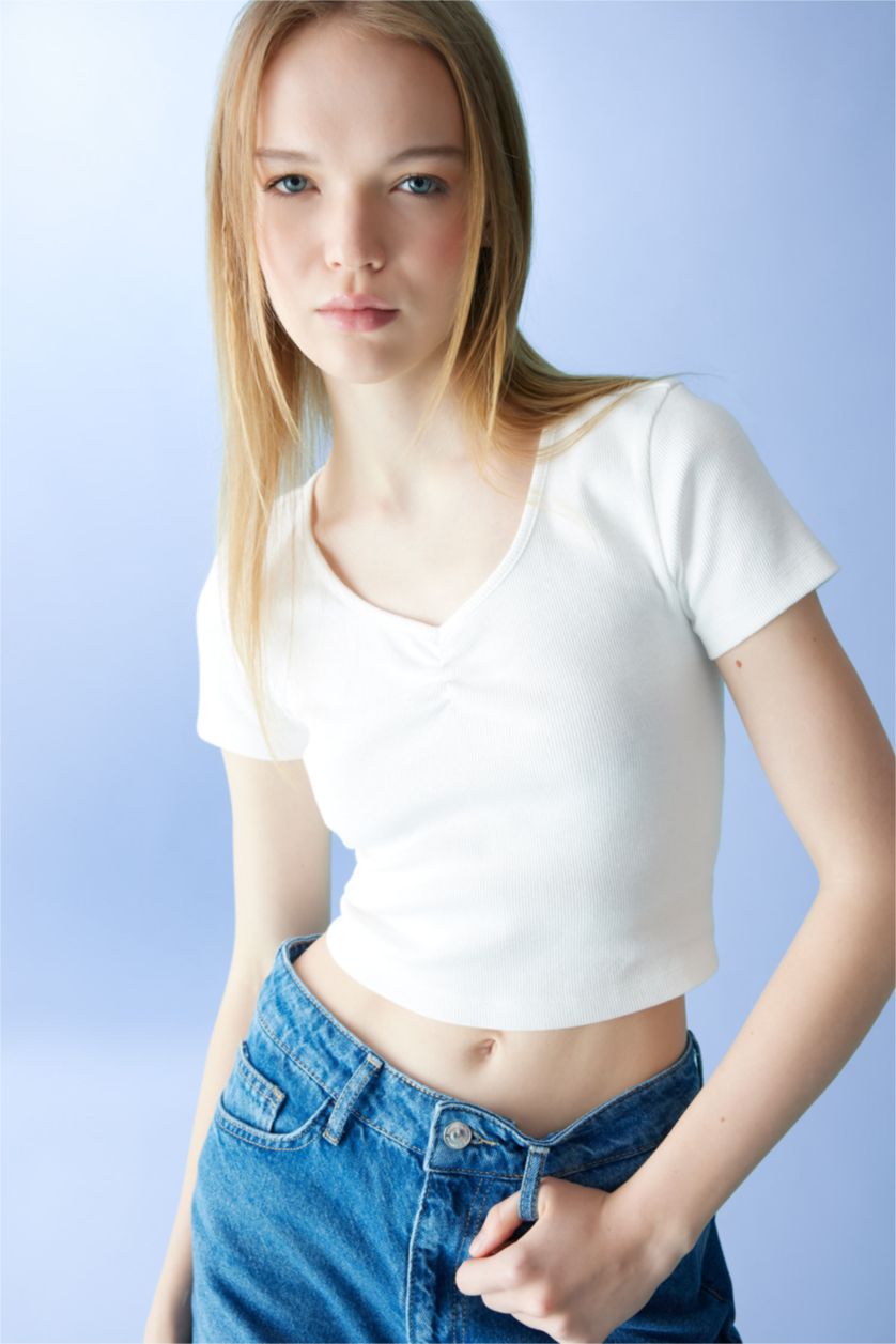 WOMAN White Fitted Ribbed Camisole Short Sleeve T-Shirt