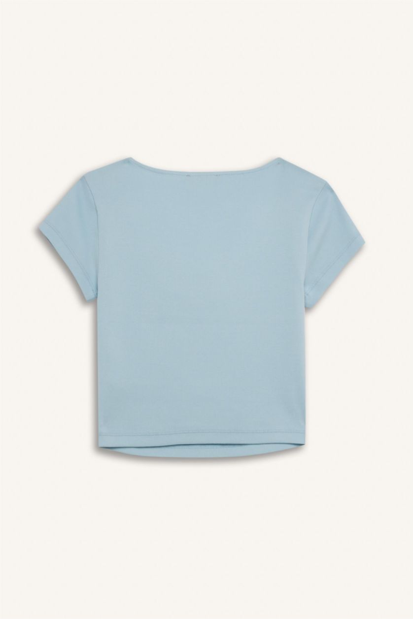 Woman Blue Slim Fit Camisole Short Sleeve T-Shirt