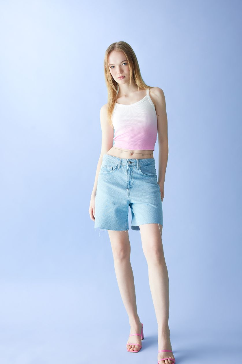 نساء زهري فانيلة مضلع سليم فيت