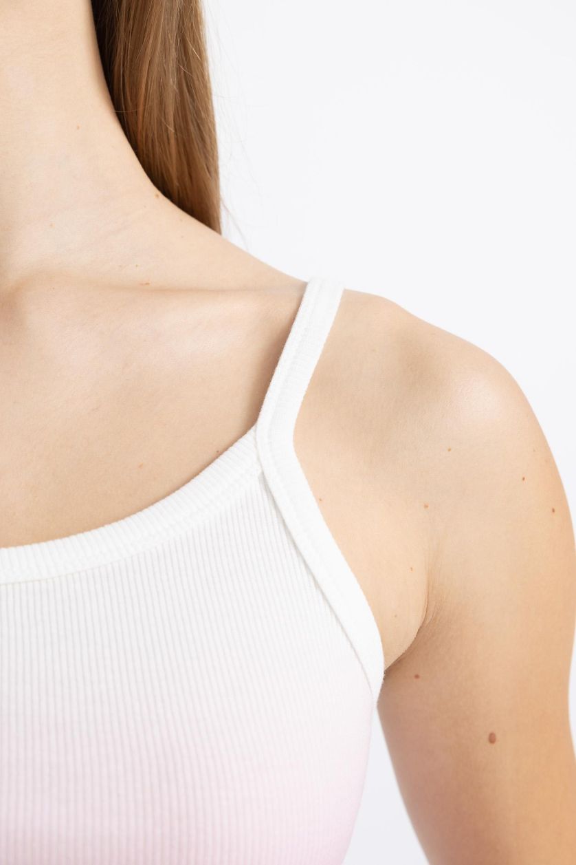 نساء زهري فانيلة مضلع سليم فيت