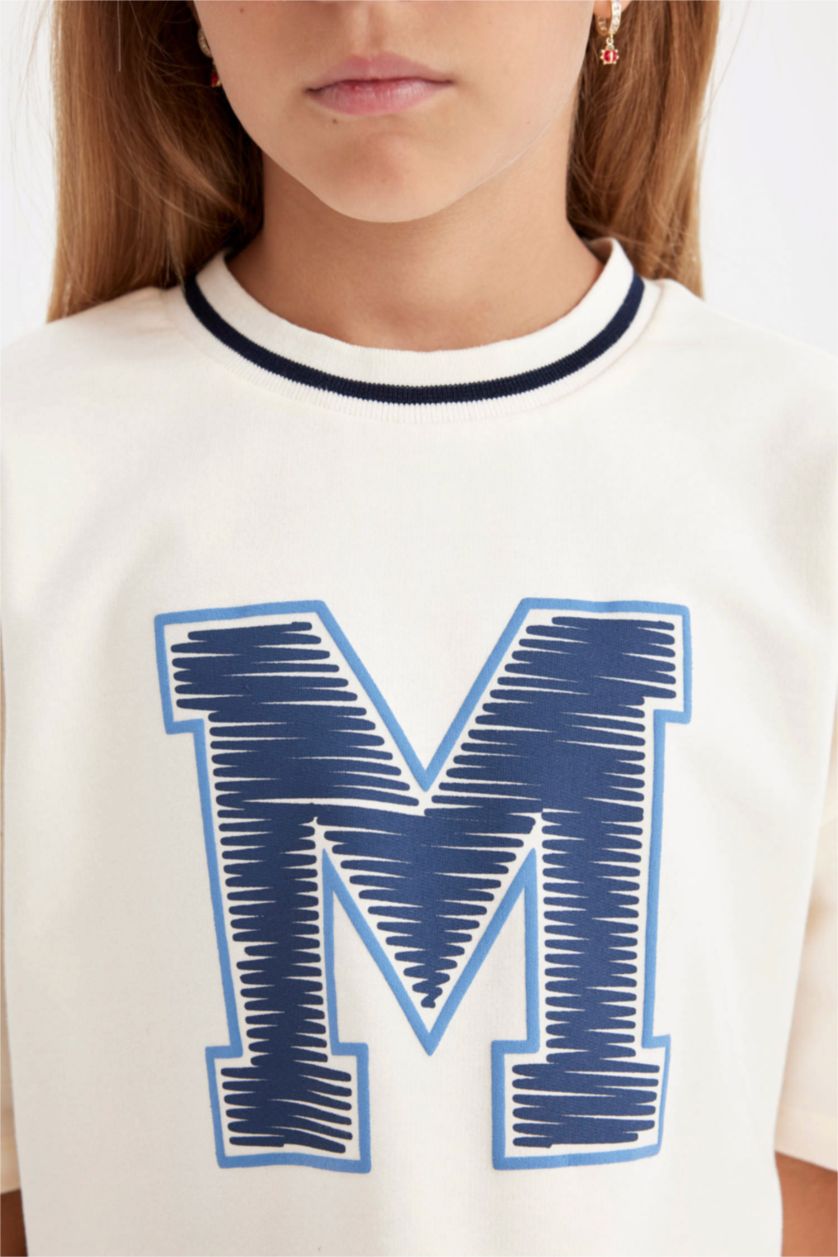 بناتي بيج فاتح طقم بناتي سويت شيرت وتيشيرت قصة مريحة - قطعتين