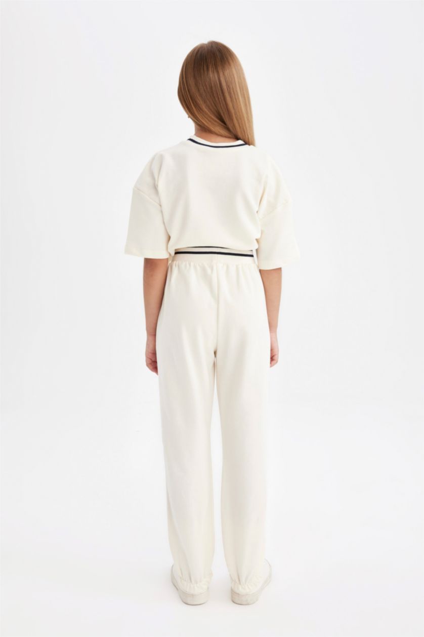 بناتي بيج فاتح طقم بناتي سويت شيرت وتيشيرت قصة مريحة - قطعتين