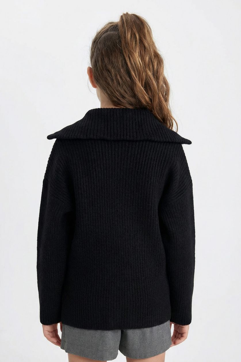 Девочки и подростки Черный Кардиган на молнии для девочек, Школьная коллекция