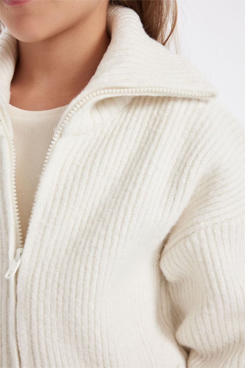 Девочки и подростки Бежевый Кардиган на молнии для девочек, Школьная коллекция