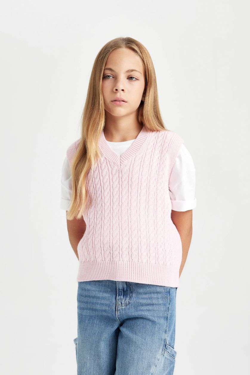 FILLES Rose Clair Gilet en tricot à coupe standard pour Fille