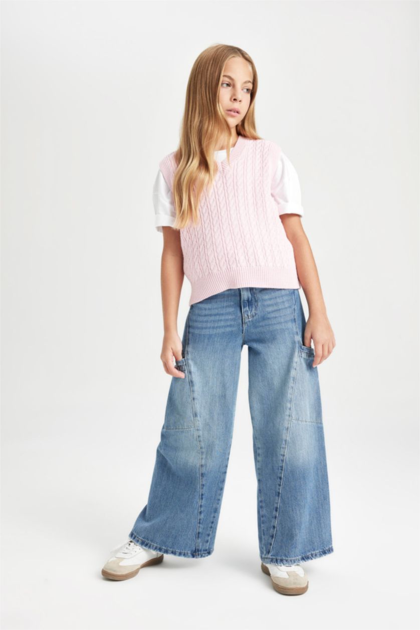 FILLES Rose Clair Gilet en tricot à coupe standard pour Fille