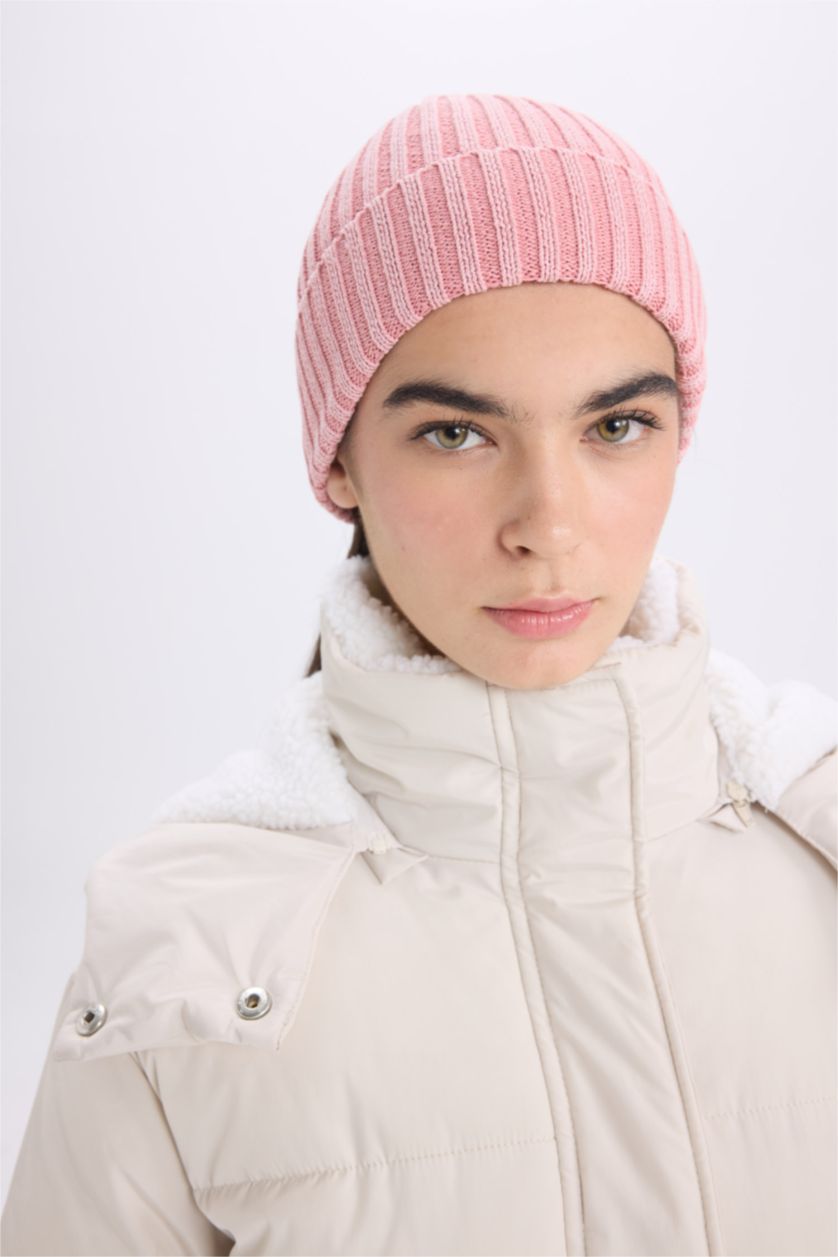 Kadın Koyu Pembe Kadın Yıkamalı Pamuklu Bere