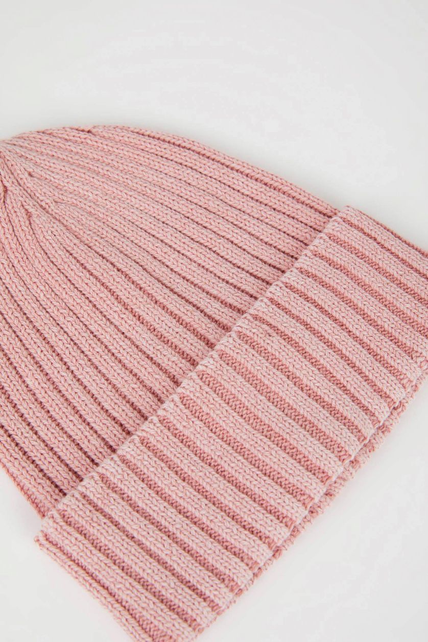 Kadın Koyu Pembe Kadın Yıkamalı Pamuklu Bere