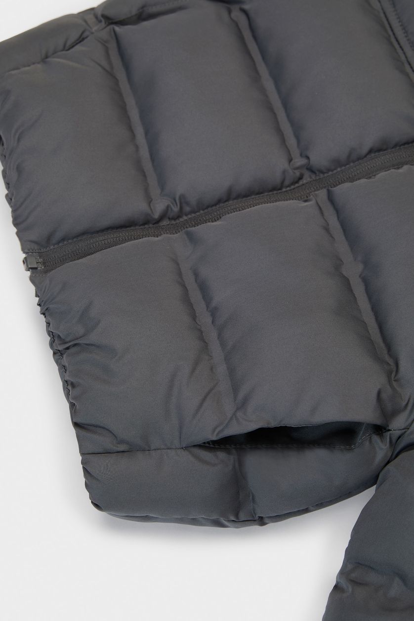 BABY BOY Anthracite Baby Boy Hooded Zippered Puffer Jacket