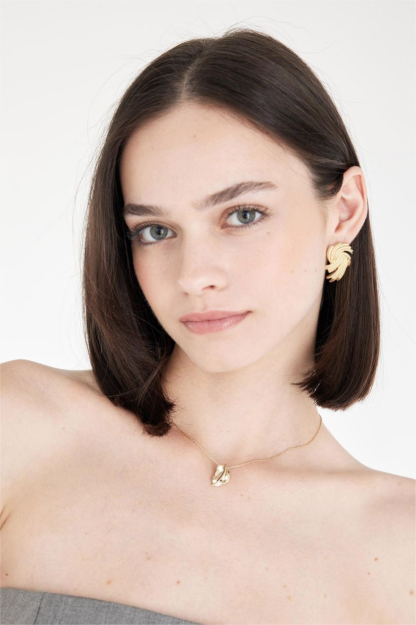 WOMAN GOLD Woman Leaf Detailed Gold Necklace