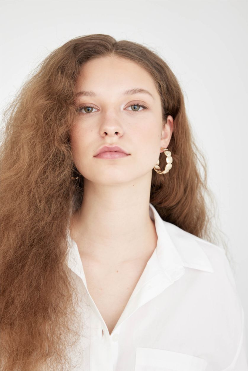 FEMME Altın Boucles d'oreilles créoles dorées pour femme