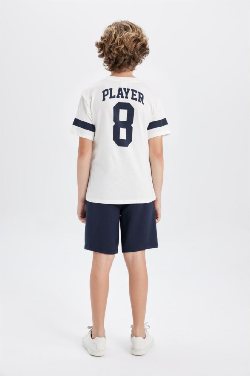 BOYS & TEENS White Boy Printed 2 Piece T-Shirt Shorts Set