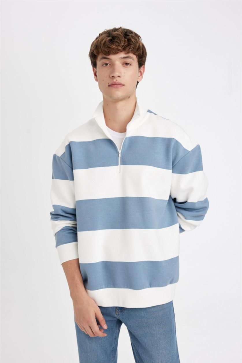 Mavi Erkek Boxy Fıt Sweatshirt 3151914 | DeFacto Mavi Erkek Boxy Fıt Sweatshirt 3151914 | DeFacto