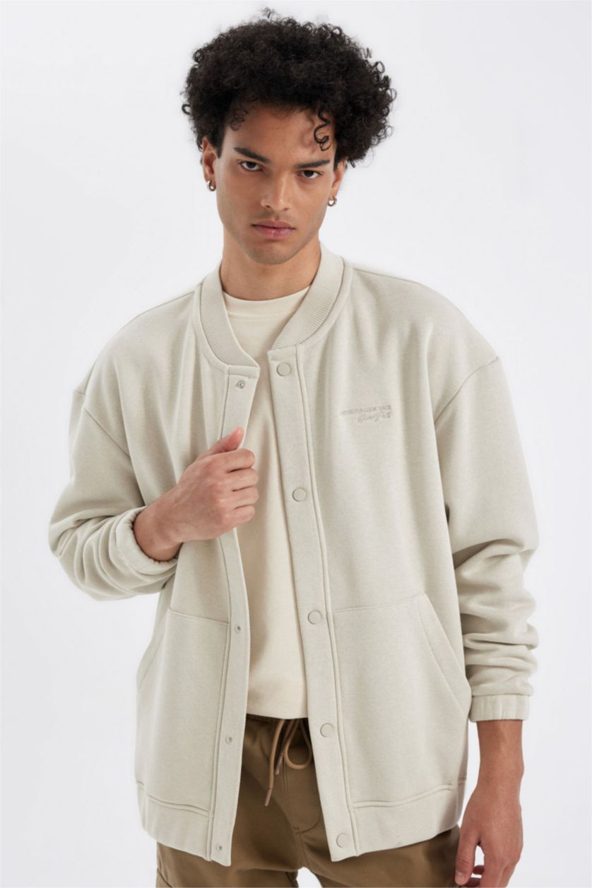 Мужчины Слоновая кость Бомбер оверсайз