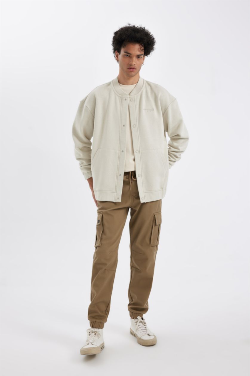 Мужчины Слоновая кость Бомбер оверсайз