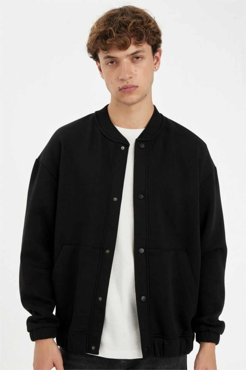 Мужчины Черный Бомбер стандартного кроя