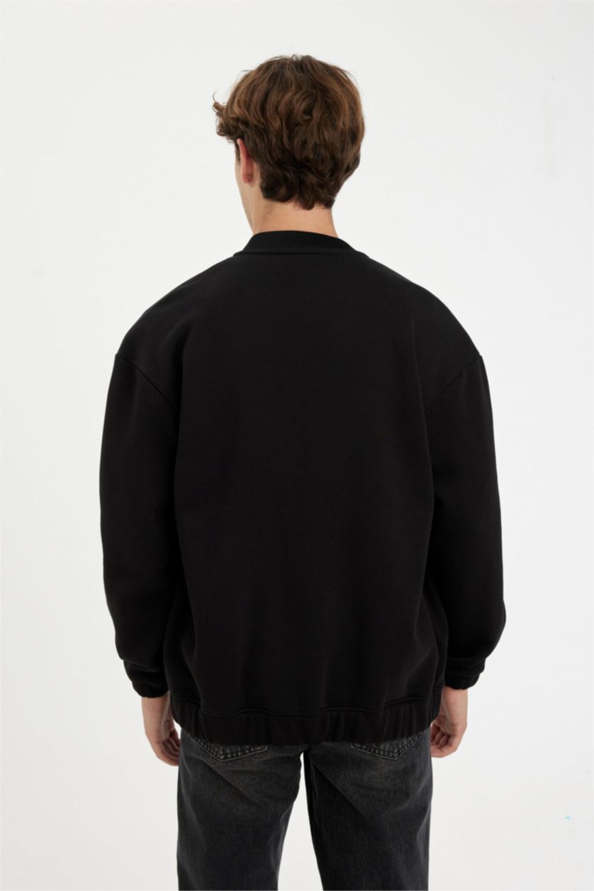 Мужчины Черный Бомбер стандартного кроя